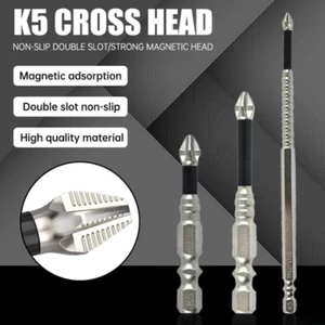 1 Mũi tuốc nơ vít từ tính chéo Thép hợp kim Chống trượt Mũi khoan dài /K5 Chống trượt Rãnh đôi Phillips Bit 150mm-TOOLIX