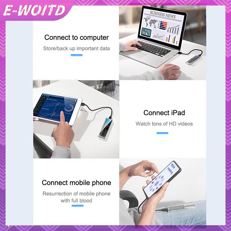 E-woitd M.2 NVME PCIe NGFF SATA Hộp đựng giao thức USB trong suốt Loại C 10Gbps PCI-E Hộp đựng ổ cứng gắn ngoài trong suốt cho điện thoại máy tính xách tay HNVN