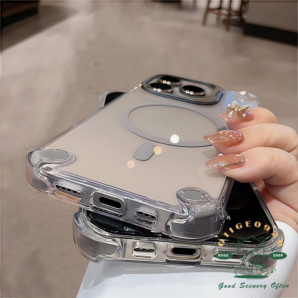 Chống rơi acrylic trong suốt khung từ tính Vỏ điện thoại iphone16 Pro Max 15 14 13 12 vỏ cho vỏ iPhone Vỏ mềm silicon TPU chống sốc