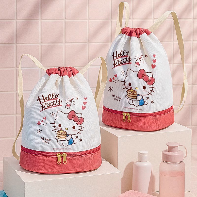 Túi bơi chống nước Hello Kitty & Kuromi & MyMelody - Ba lô riêng ướt / khô dễ thương cho bãi biển, bể bơi (Thiết kế mới 2025)