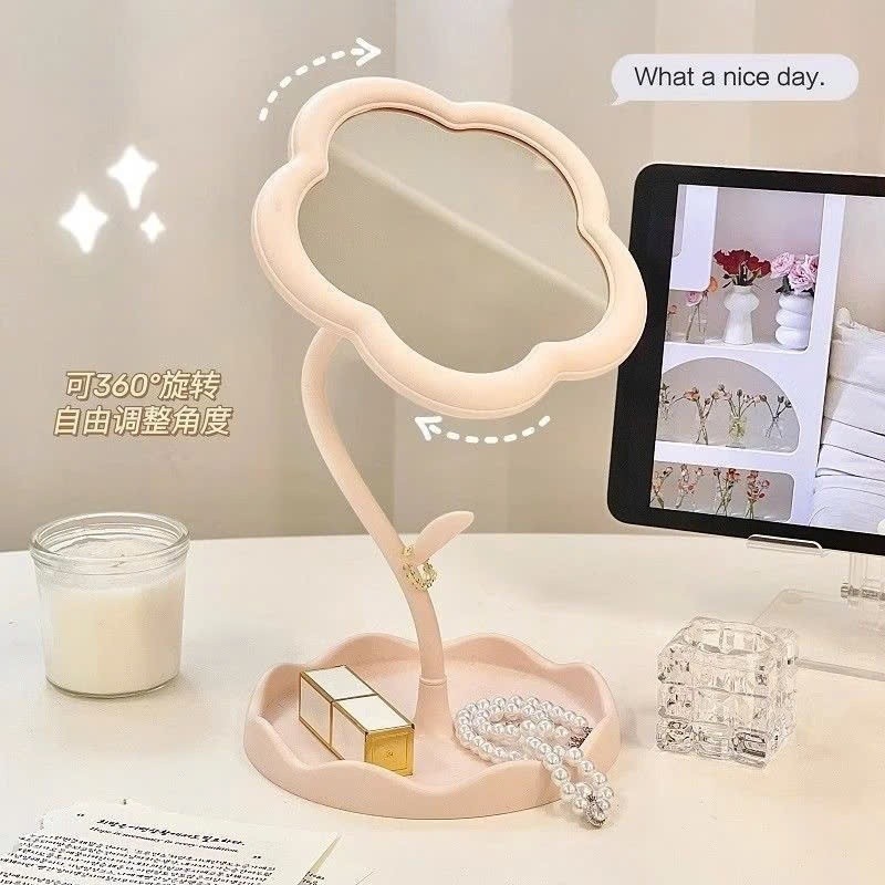Gương decor để bàn trang điểm hình hoa xinh xắn AMIZIN