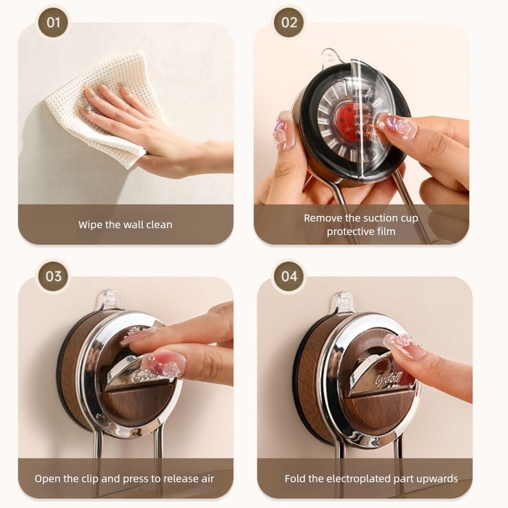 Móc treo tường 5 móc xoay bằng kim loại, cốc hút tháo rời, tiết kiệm không gian cho phòng tắm