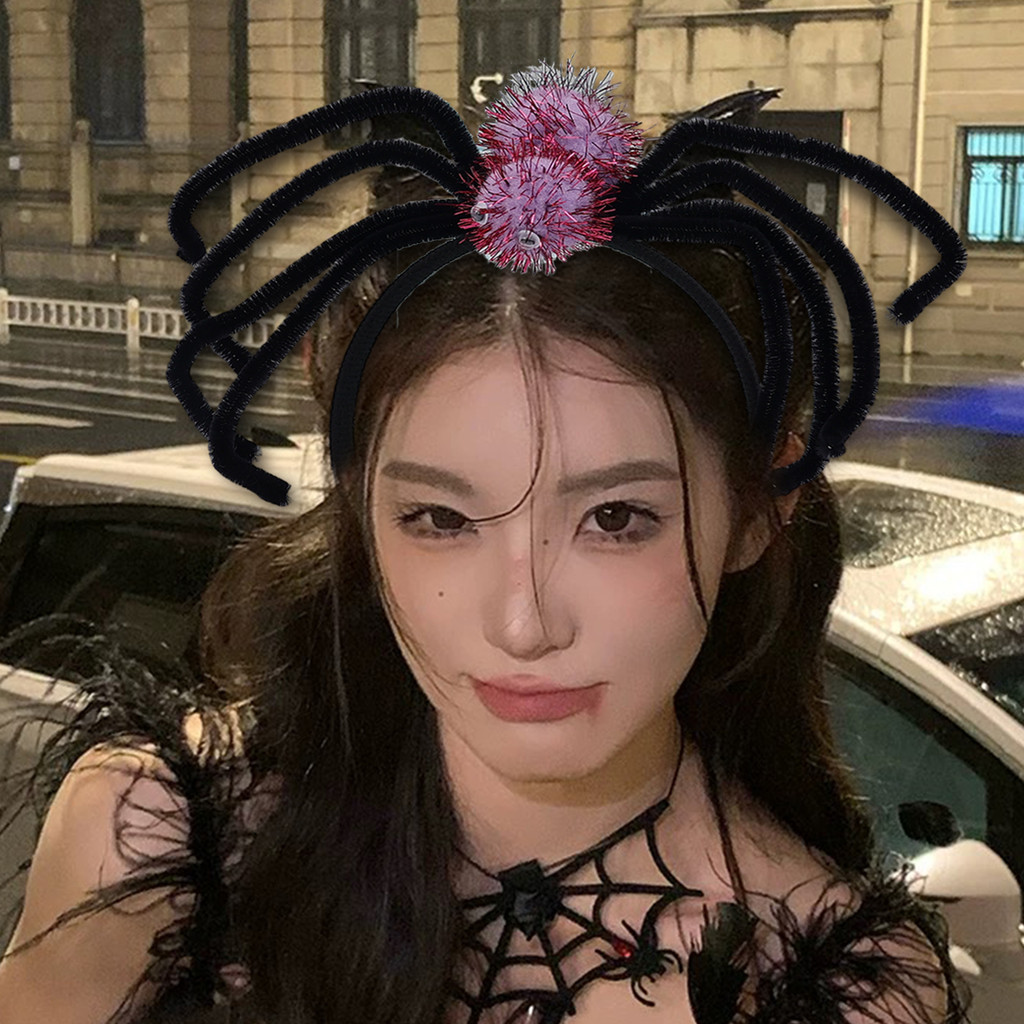 Băng đô Halloween phụ kiện nhện màu tím đen dễ dàng thay đổi kiểu tóc, hoàn hảo cho cosplay hoặc trang điểm.