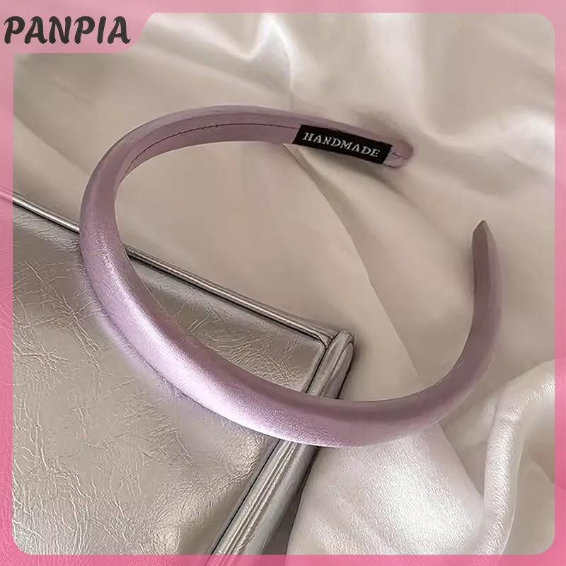 PANPIA-Vintage Màu Kem Băng Đô Quấn Tóc Lụa Satin Mũ Đội Đầu Cho Nữ Bé Gái Thời Trang Tóc Vòng Đầu Phụ Kiện Tóc