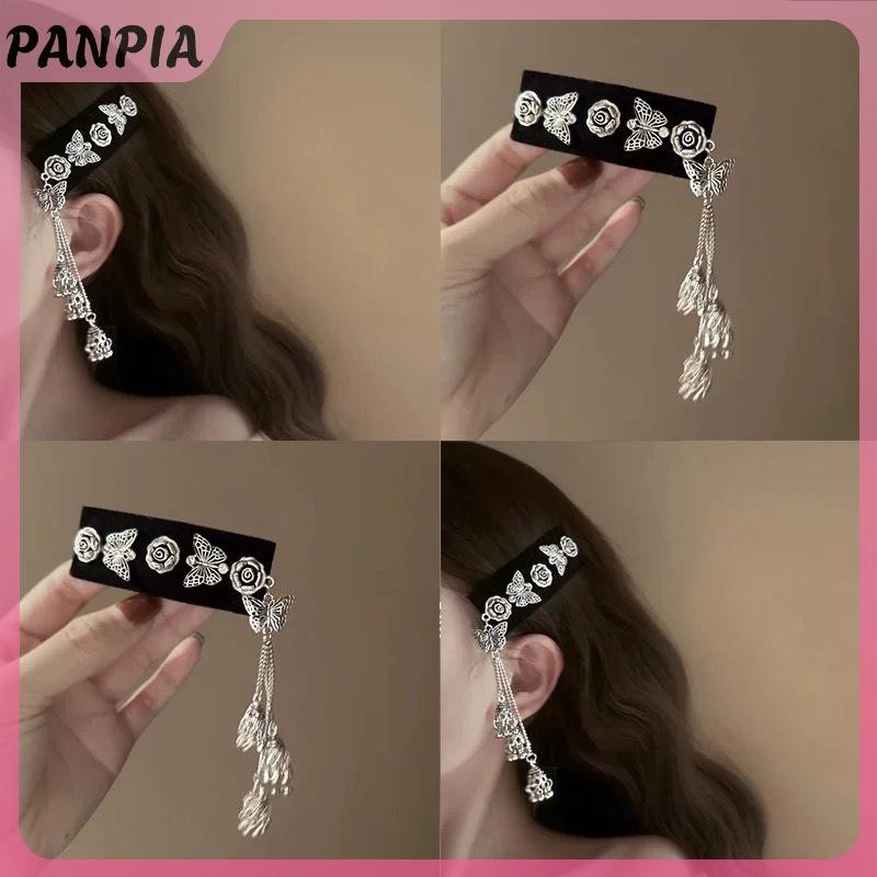 PANPIA-Long Xích Tua Rua Kẹp Tóc Cho Nữ Hoa Chuông Hình Kẹp Tóc Cô Dâu Cưới Dân Tộc Tóc Trang Sức