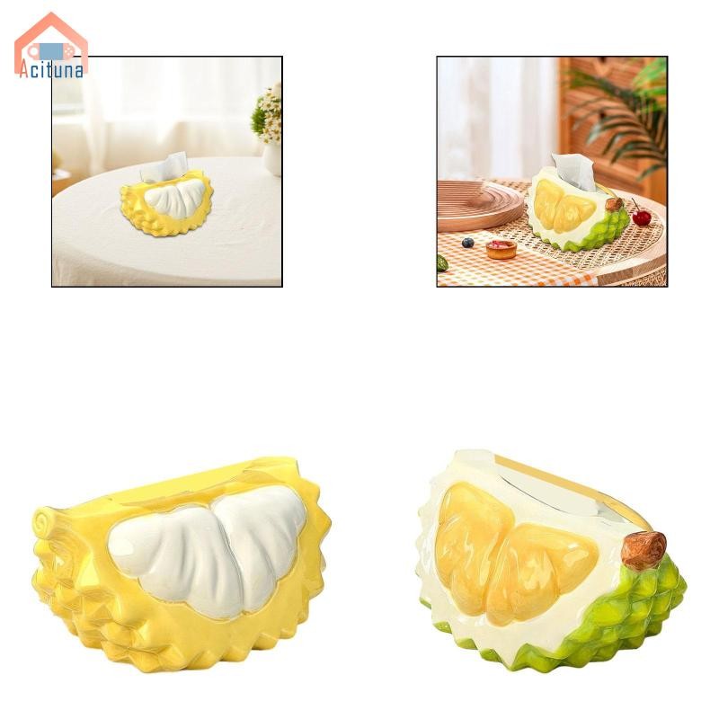 Hộp đựng khăn giấy hình sầu riêng Hộp đựng khăn giấy trang trí trang trí Hộp lưu trữ cho phòng ngủ Phòng khách Mặt bàn Đầu giường để bàn