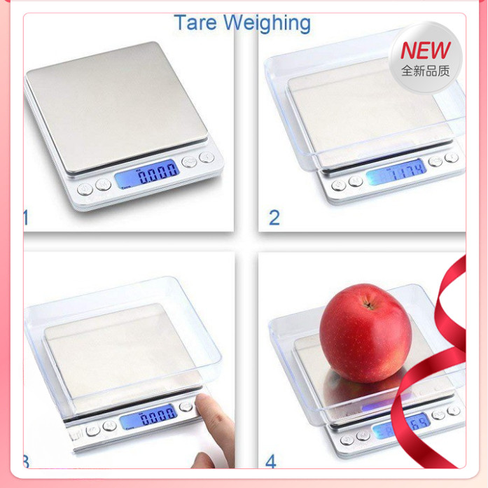 Cân tiểu ly điện tử , cân điện tử nhà bếp 3kg tặng kèm khay đựng đồ và 2 viên pin AAA New