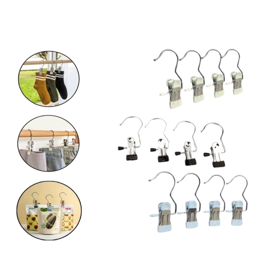Combo 20 Móc Kẹp Đơn Inox Đa Năng Thép Không Gỉ Nhỏ Gọn Tiện Lợi Bọc Nhựa PVC Chắc Chắn Chống Tuột DT054