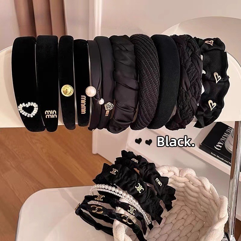 【Bờm Tóc】Băng đô Cài Tóc Rửa Mặt Bện Xoắn Đa Năng Màu Đen Sang Trọng Thời Trang Hàn Quốc Cho Nữ - Phụ Kiện Tóc Đẹp