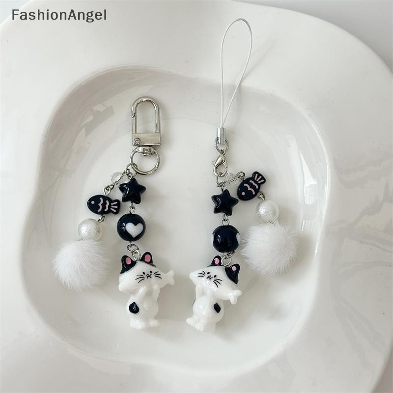 FashionAngel Dễ Thương Mèo Con Hạt Móc Khóa Mặt Dây Chuyền Ngôi Sao Cá Quyến Rũ Dây Xích Điện Thoại Cô Gái Đáng Yêu Ba Lô Túi Trang Trí Cặp Đôi Quà Tặng VN
