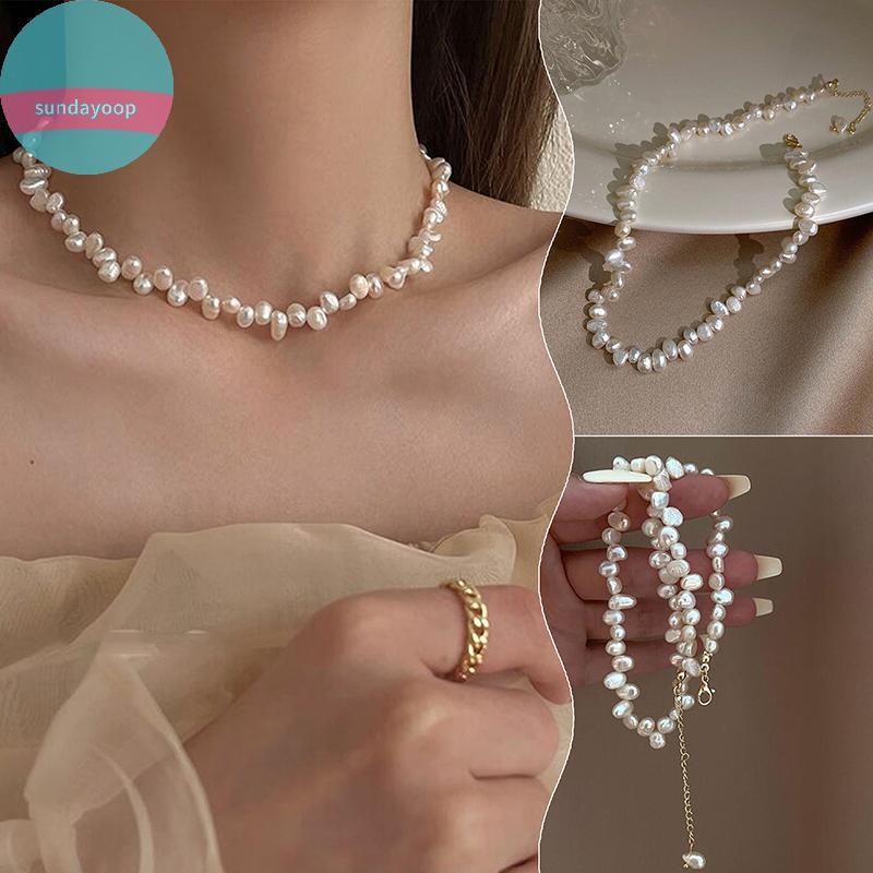 Sund Baroque Ngọc Trai Vòng Cổ Xương Đòn Trắng, Trang Sức Cưới Phù Hợp cho Nữ