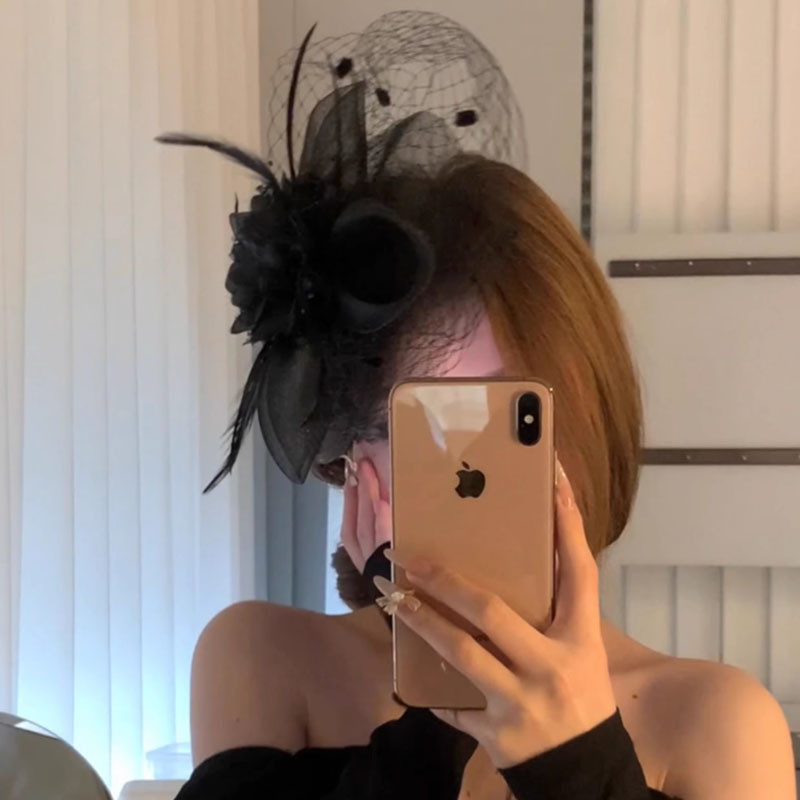 Mũ gạc nữ retro với veil, phù hợp cho cô dâu và trang phục Halloween
