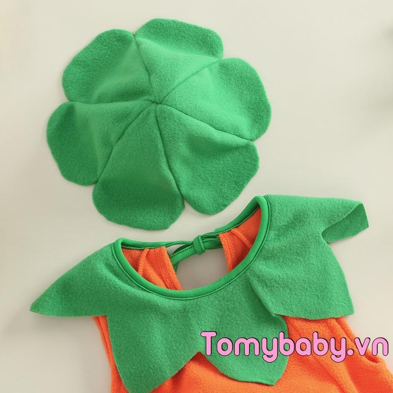 Bộ trang phục mũ không tay buộc bí ngô Halloween cho bé