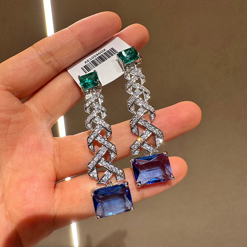 Bông tai dài tua rua hoa thời trang mới Ngọc trai Zircon