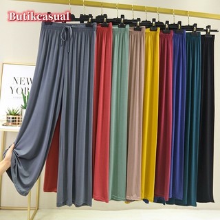 Quần ống rộng nữ modal co giãn, trơn, dáng thẳng, 2024 xuân hè, legging thường ngày