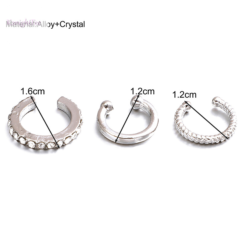 K2nightfee Bộ 3 Kẹp Tai Zircon Pha Lê Dễ Thương Giả Sụn Cho Nữ Trang Sức VN
