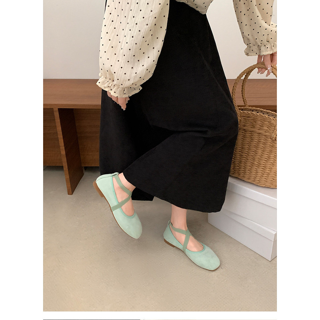 Thời Trang Thanh Lịch Màu Hồng Ballet Flat Bơm Nữ Đế Mềm Mary Jane Giày