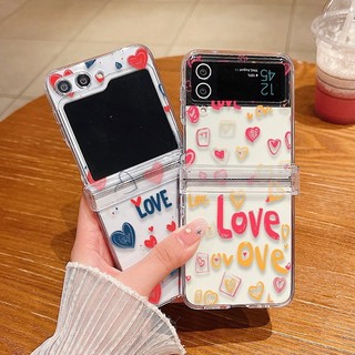 Nghệ Thuật Tình Yêu Họa Tiết Trong Suốt Dành Cho Samsung Galaxy Z Flip 6 Flip 5 Flip 4 Flip 3 Full Bản Lề Trong Suốt Cứng PC Gấp Ốp điện thoại Cho Samsung Z Flip6 Flip5 Flip4 Flip3