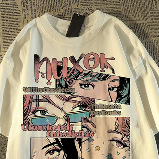 Áo thun nam GKSSS tay ngắn anime cổ điển Nhật Bản in dáng rộng giản dị cotton nguyên chất ngắn tay