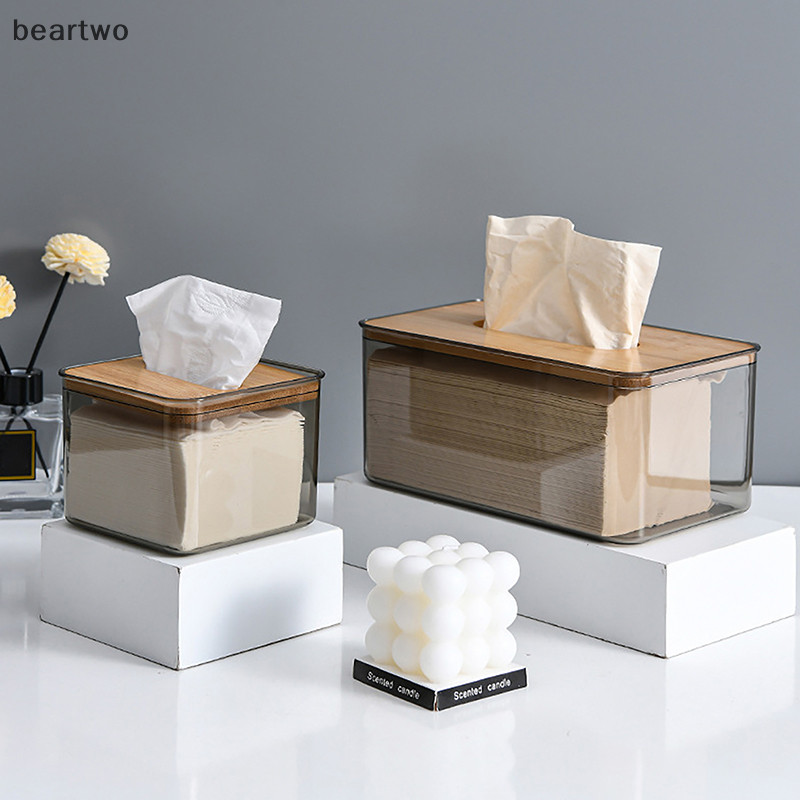 < Beartwo > Khăn Giấy Hộp Trong Suốt Khăn Ăn Hộ Gia Đình Trong Suốt Hình Chữ Nhật Hiện Đại Máy Tính Để Bàn Sáng Tạo Trong Suốt Hộp Đựng Khăn Giấy Đẹp