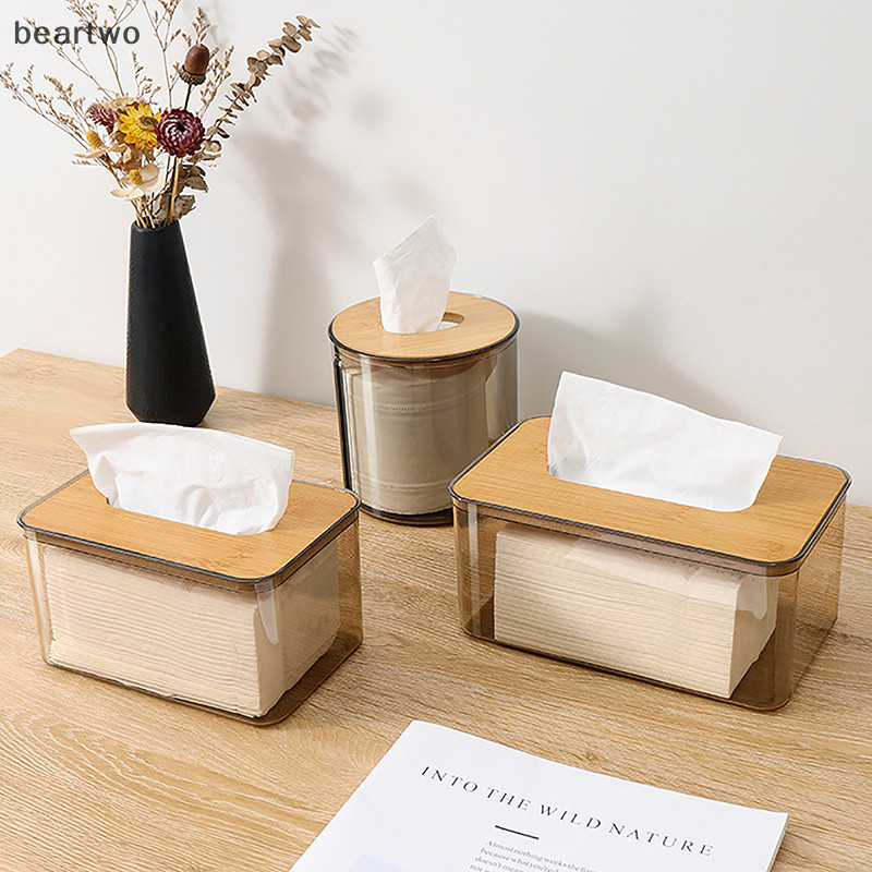 < Beartwo > Khăn Giấy Hộp Trong Suốt Khăn Ăn Hộ Gia Đình Trong Suốt Hình Chữ Nhật Hiện Đại Máy Tính Để Bàn Sáng Tạo Trong Suốt Hộp Đựng Khăn Giấy Đẹp