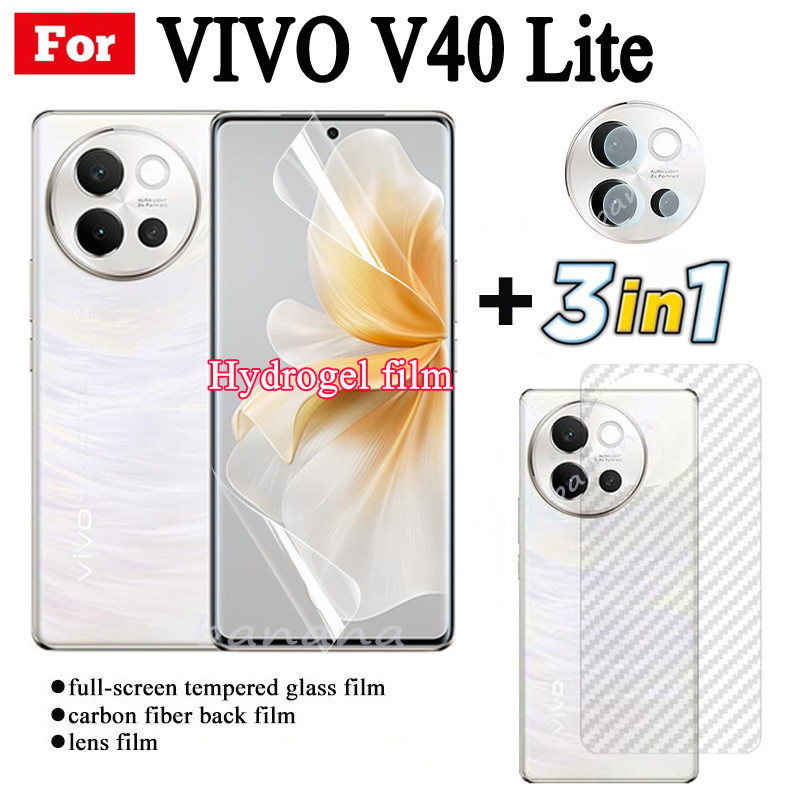 Vivo V40Lite Full Trong Suốt Hydrogel Mềm Cho Vivo V40 V30 V29 V27 Pro V30E V29E Tấm Bảo Vệ Màn Hình Mặt Trước Flim + Mặt Sau Flim + Ống Kính Máy Ảnh Flim