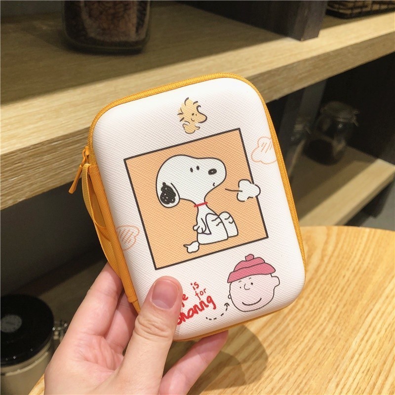 Túi đựng đồ du lịch Snoopy dễ thương Túi đựng đồ kỹ thuật số / mỹ phẩm Tai nghe Túi Keycahin