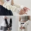 Găng tay cổ tay dài TOPTOOLCX, Găng tay dệt kim trắng đen Găng tay dệt kim, Phong cách Nhật Bản Tay áo giả Găng tay nửa ngón tay không ngón cho Y2k Spice Girls