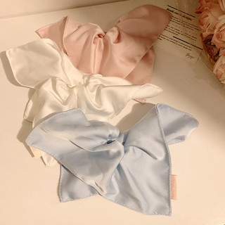 Khăn vuông satin trắng phong cách Hàn Quốc cỡ lớn phụ kiện tóc cao cấp dành cho nữ