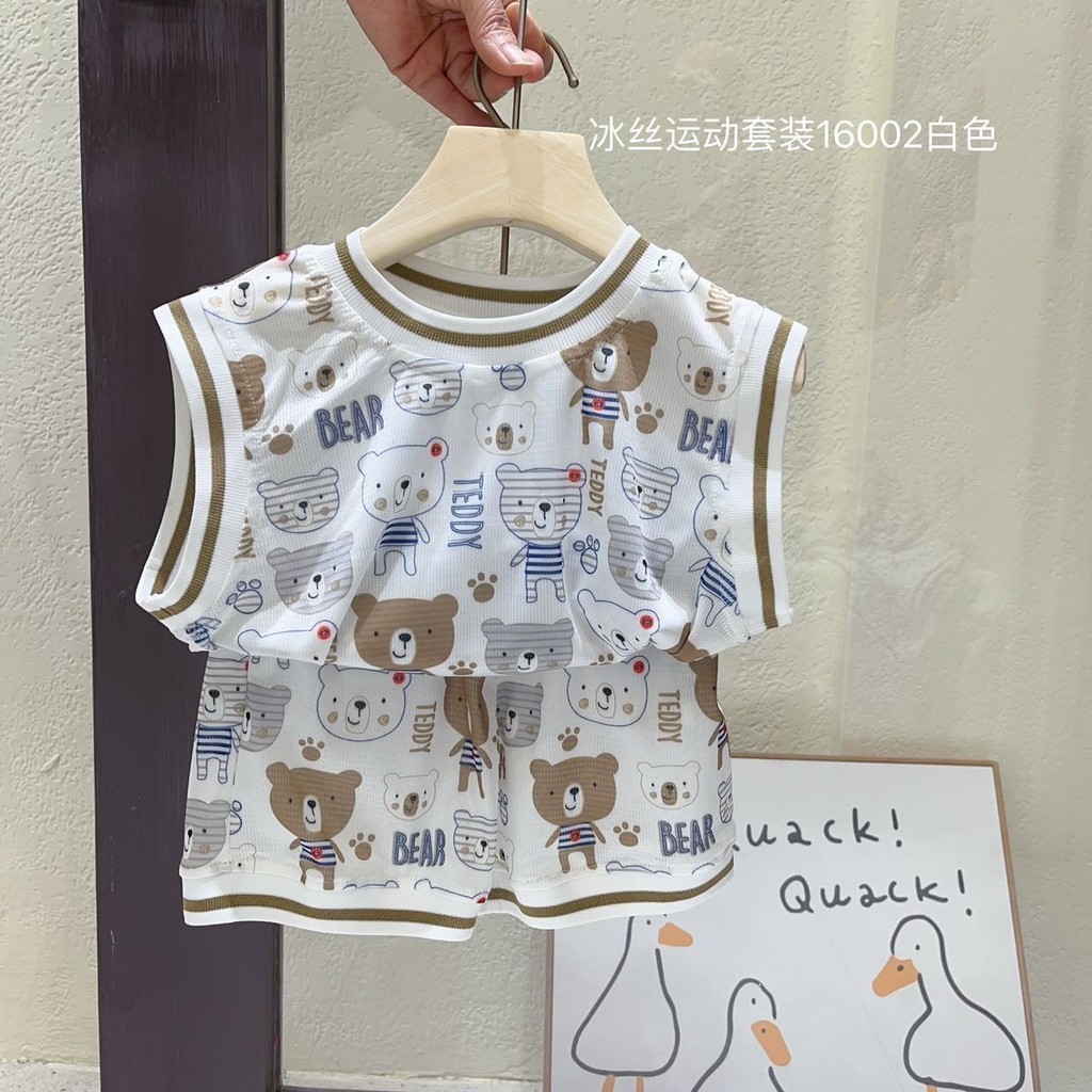 Bộ quần ngắn tay cho bé gái, bé trai set bộ trẻ em unisex chất cotton giấy thoáng mát họa tiết hoạt hình QCCC 16002