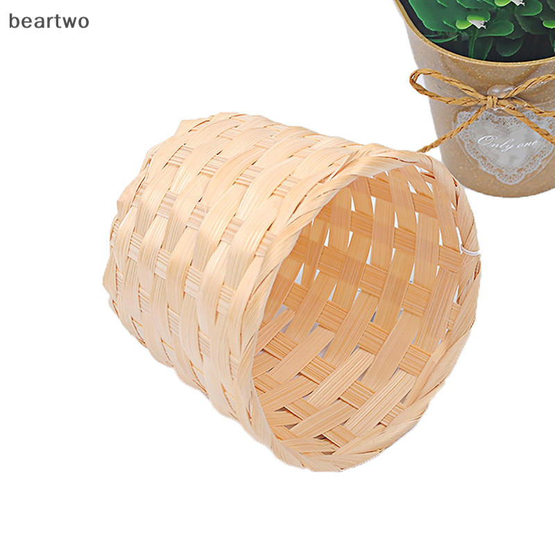 < Beartwo > Giỏ dệt nông thôn Giỏ đựng trái cây Giỏ đựng đồ di động Giỏ đựng đồ để bàn bằng tre Đẹp