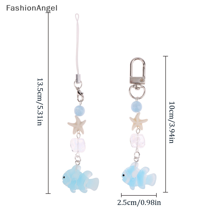 FashionAngel Y2K Xanh Biển Cá Sao Biển Điện Thoại Ch Mặt Dây Chuyền Hạt Dễ Thương Handmade Cô Gái Ngọt Ngào Móc Khóa Cho Túi Camera TH