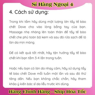 Tẩy tế bào chết, tẩy da chết body và dưỡng thể DOVE nội địa Đức, Đủ Bill và Review [Hot]
