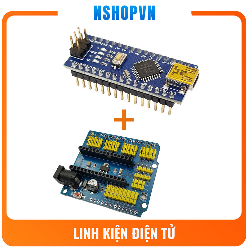 Board mạch lập trình Arduino nano kèm mạch ra chân dành cho sinh viên ...