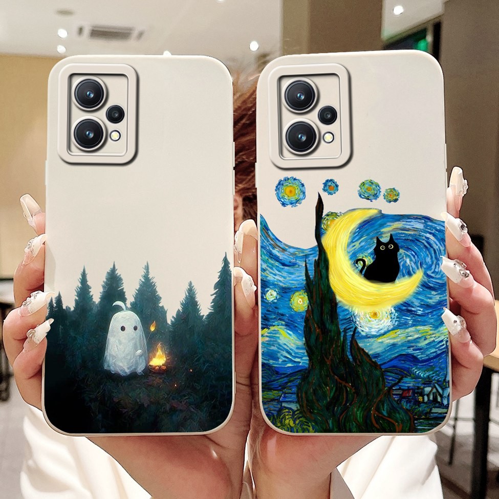 Dành Cho Realme 9 RMX3521 Ốp Lưng 9Pro + Thẩm Mỹ Thời Trang Dễ Thương Gấu Trúc Sơn Dành Cho Realme 9 Pro Plus Ốp Điện Thoại RMX3392 RMX3393