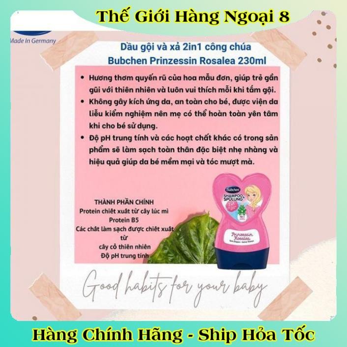 [auth] [ Nội địa Đức Đủ Bill] Dầu gội xả Bubchen 2in1 hình trái tim cho bé từ 1 tuổi chai 230ml [Hot]