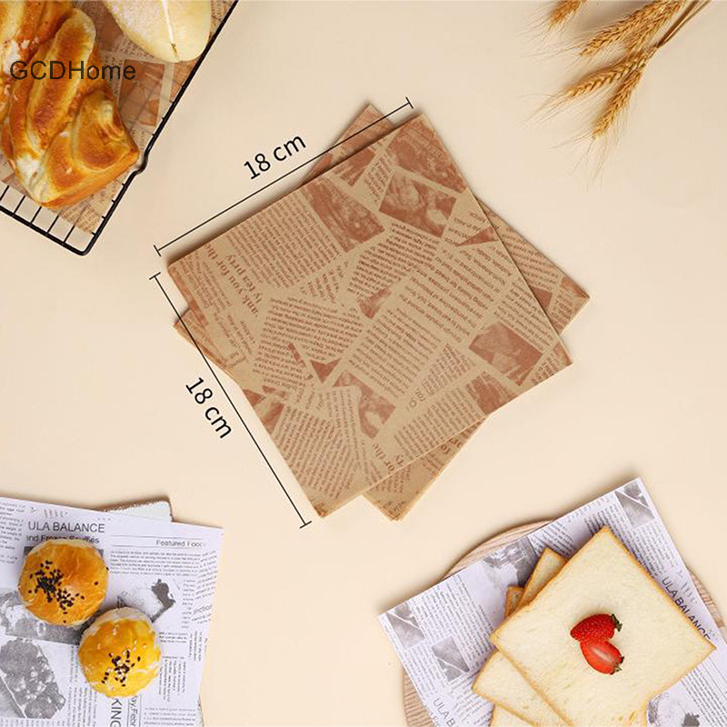 Gcdhome 50 / 100 Chiếc Giấy Chống Dầu Để Gói Bánh Sandwich Bao Bì Burger Bánh Mì Chiên Thực Phẩm Chiên Chiên Không Khí Nướng Đĩa Giấy Thảm Phụ Kiện HOT