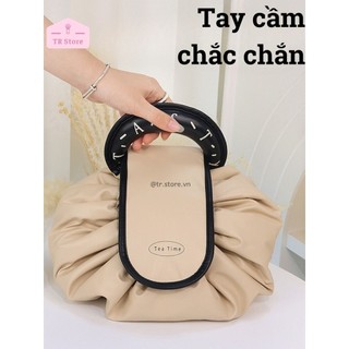 Túi rút da Tasty freesize mỹ phẩm du lịch dung tích lớn gấp gọn