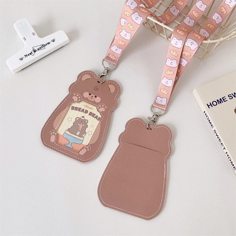 Giá đỡ Photocard TỰ NHIÊN, Phim hoạt hình có dây buộc bảo vệ ảnh, Vỏ thẻ Kawaii dễ thương PU