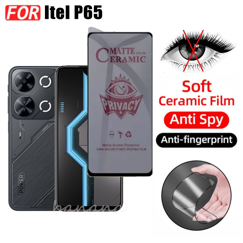 Phim gốm chống gián điệp bảo mật 3 TRONG 1 Itel P65 cho Itel P 65 P6 5 A50 A70 Bảo vệ màn hình + Kính ống kính máy ảnh + Phim mặt sau