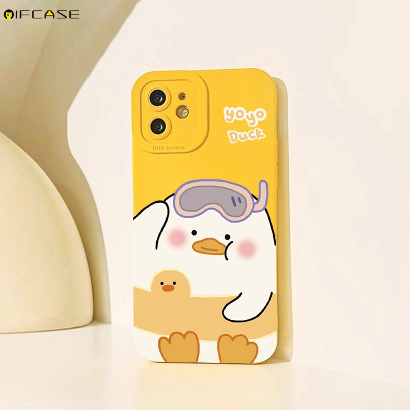 Dành Cho iQOO Z9 Turbo Z5x Z3 Z1 Z1x U3 U3x U1 Vỏ Điện Thoại Dễ Thương Mũ Dưa Hấu Bơi Vịt Vàng Hoạt Hình Ngộ nghĩnh Xanh Mờ Mờ Mờ Vỏ Silicon Mềm Ốp Lưng