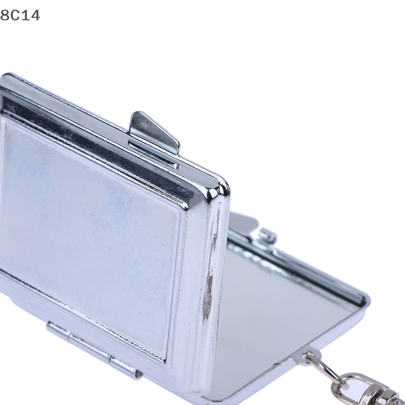 Gương trang điểm kim loại gấp móc khóa, hình trái tim/tròn/vuông, thiết kế 8C14 [8C]