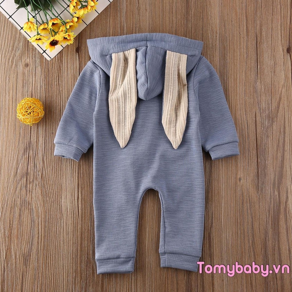Bộ áo liền quần cho bé mùa thu / mùa xuân thường ngày Tai thỏ dễ thương Bộ áo liền quần dài tay cho bé trai bé gái