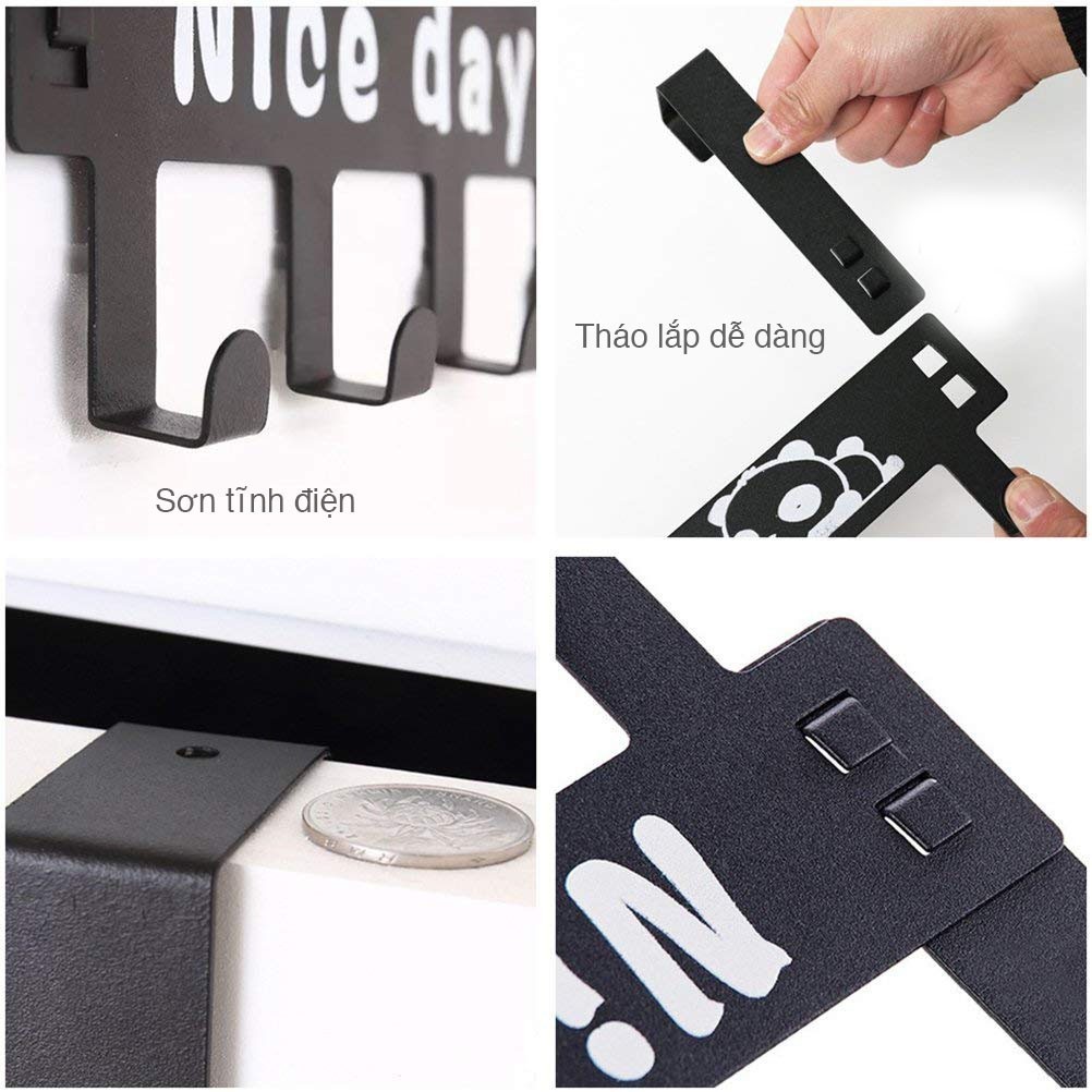 Móc treo đồ, treo quần áo sau cửa Nice Day màu đen bằng thép chống gỉ FE123