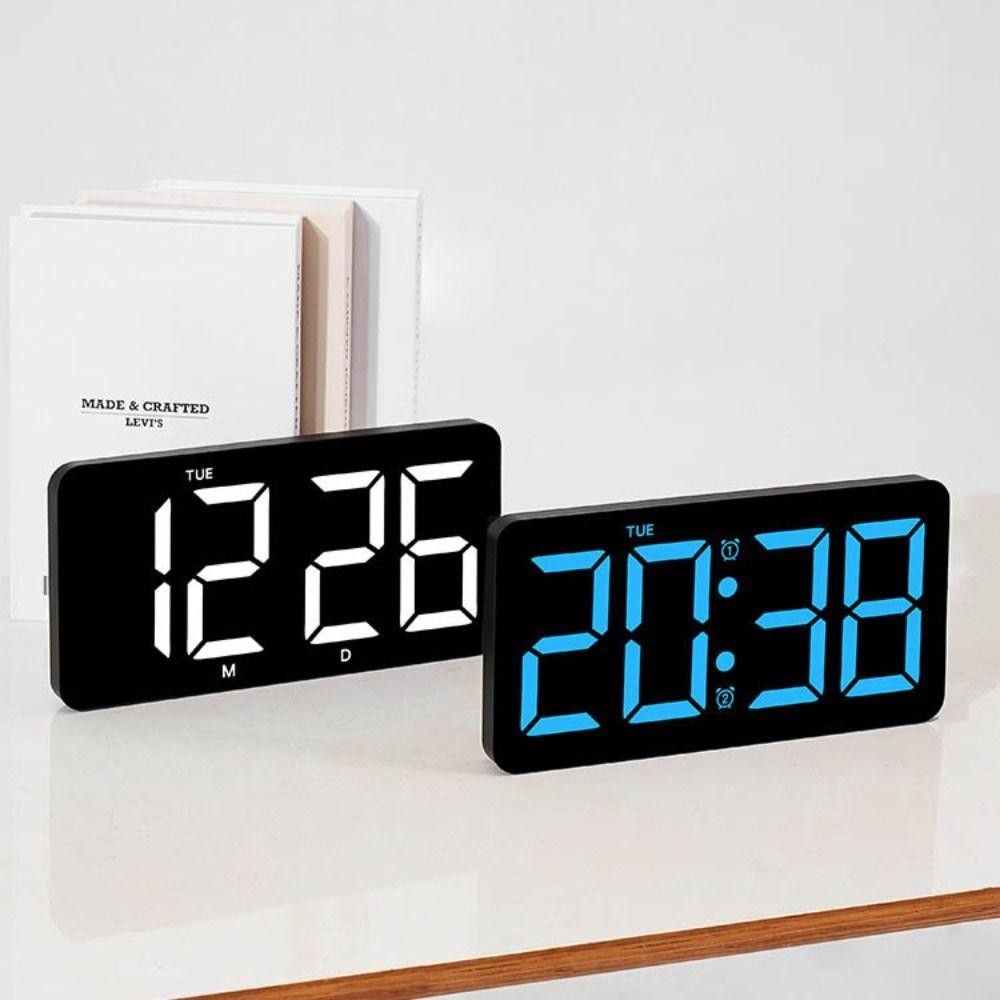 Đồng hồ treo tường điện tử AMBU, Đồng hồ LED kỹ thuật số đa chức năng treo tường, Lịch gia đình Đồng hồ để bàn hiển thị ngày cho phòng ngủ