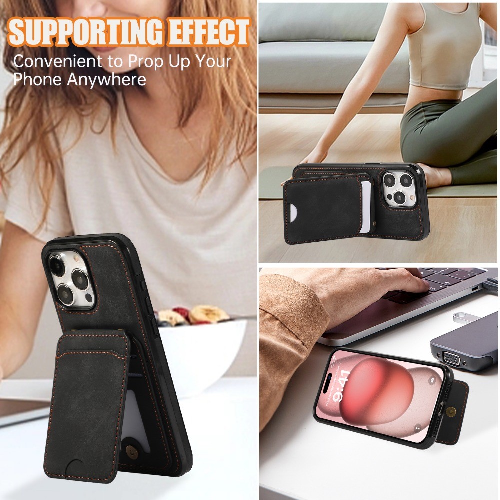 Ví Lật Da PU Ốp Lưng Điện Thoại IPhone 16 15 14 11 Pro Max 13 12 MIni X XS XR 7 8 Plus Vỏ Đựng Khe Cắm Thẻ Đeo Ngang