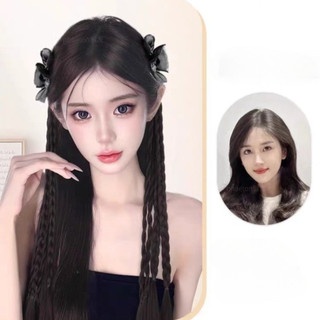 (Giao hàng tại địa phương) Bím tóc giả nhiều sợi với nơ kim cương ngọt ngào - Phụ kiện kẹp tóc thời trang