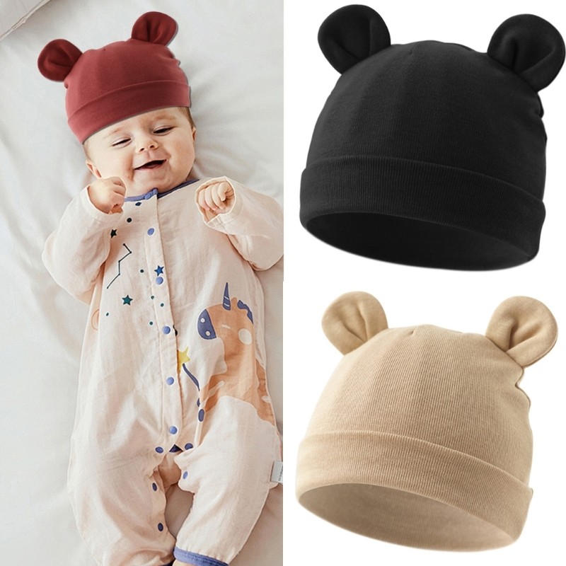 Fl Mũ Tai Đáng Yêu Cho Bé Sơ Sinh Co Giãn Bonnet Chắc Chắn Cho Trẻ Sơ Sinh 0-24 Tháng
