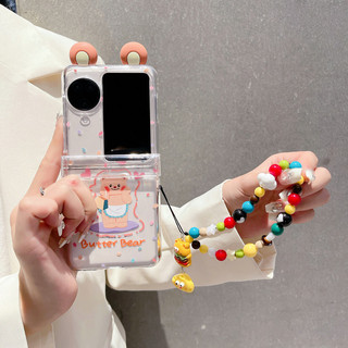 Ốp điện thoại gấp cho Oppo Find N2 N3 Flip Cute Butter Bear Bracelet Vỏ điện thoại TPU cứng