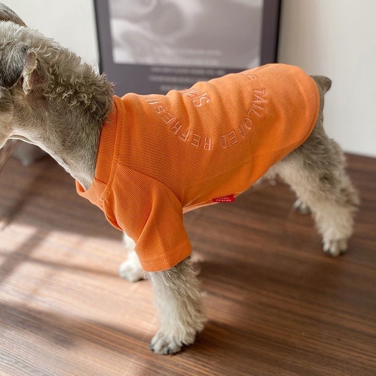 Quần áo thú cưng mỏng mùa xuân thu, Thích hợp cho Yorkshire, Bichon, Teddy và Schnauzer, Thiết kế thêu màu kẹo, Thích hợp cho mèo